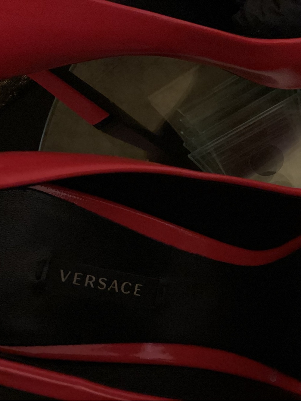 Versace Red Patent Leather Pointed-Toe Pumps with Medusa Accent - Picture 9 of 10